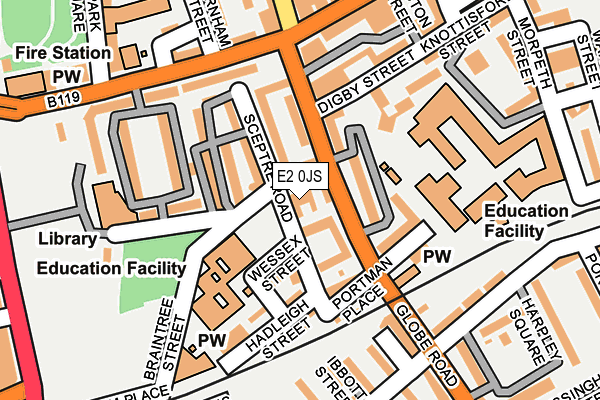 E2 0JS map - OS OpenMap – Local (Ordnance Survey)