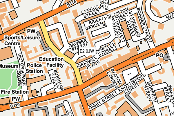 E2 0JW map - OS OpenMap – Local (Ordnance Survey)