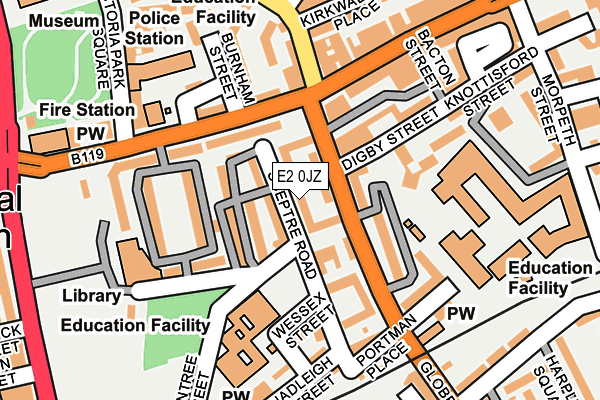 E2 0JZ map - OS OpenMap – Local (Ordnance Survey)