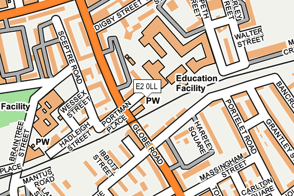 E2 0LL map - OS OpenMap – Local (Ordnance Survey)