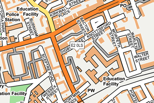 E2 0LS map - OS OpenMap – Local (Ordnance Survey)