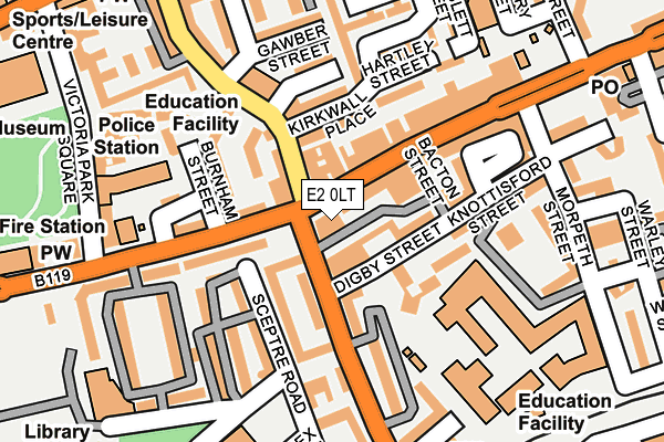 E2 0LT map - OS OpenMap – Local (Ordnance Survey)