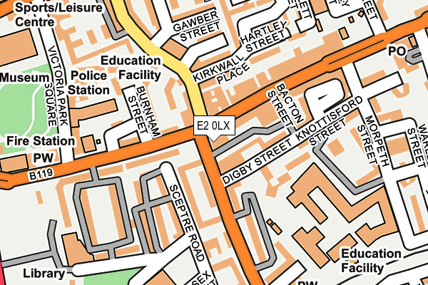E2 0LX map - OS OpenMap – Local (Ordnance Survey)