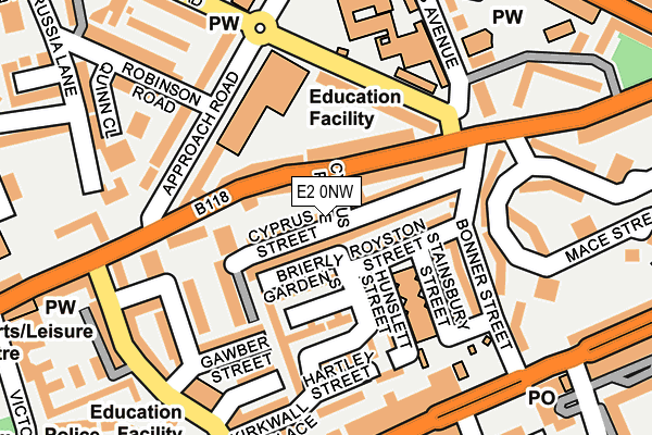 E2 0NW map - OS OpenMap – Local (Ordnance Survey)