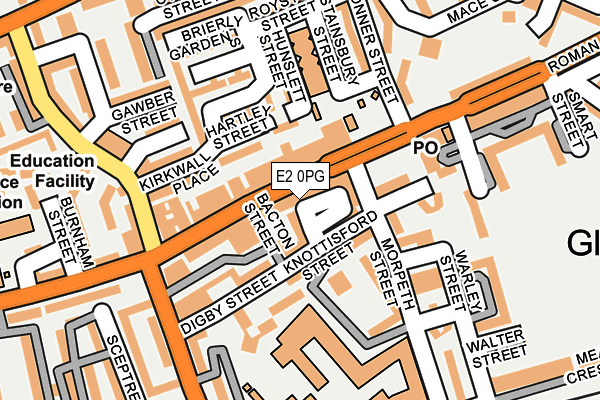 E2 0PG map - OS OpenMap – Local (Ordnance Survey)