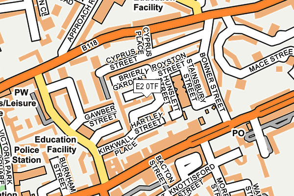 E2 0TF map - OS OpenMap – Local (Ordnance Survey)