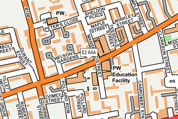 E2 6AA map - OS OpenMap – Local (Ordnance Survey)