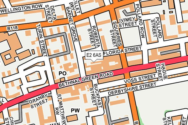 E2 6AS map - OS OpenMap – Local (Ordnance Survey)