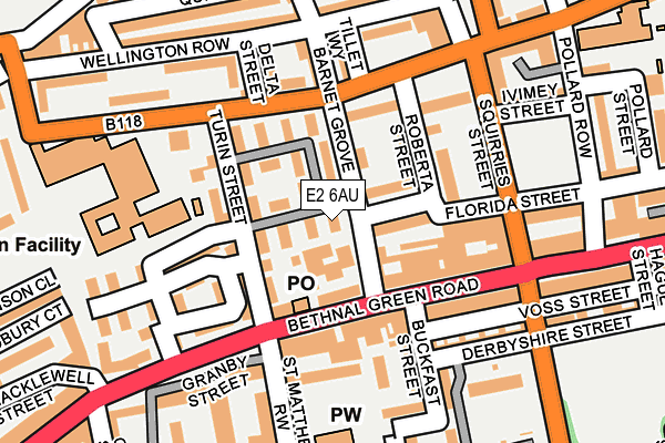 E2 6AU map - OS OpenMap – Local (Ordnance Survey)