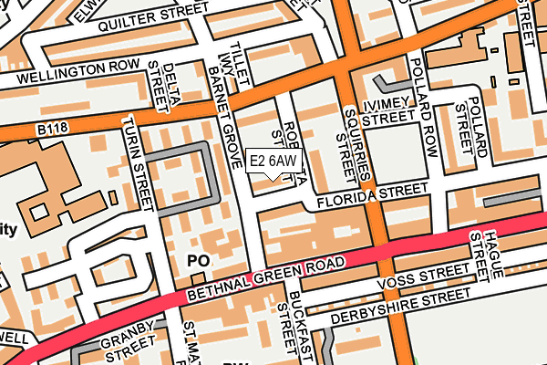 E2 6AW map - OS OpenMap – Local (Ordnance Survey)