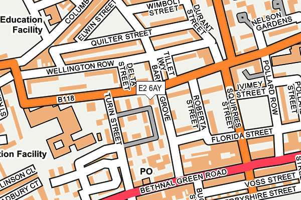 E2 6AY map - OS OpenMap – Local (Ordnance Survey)