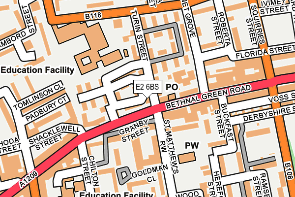 E2 6BS map - OS OpenMap – Local (Ordnance Survey)