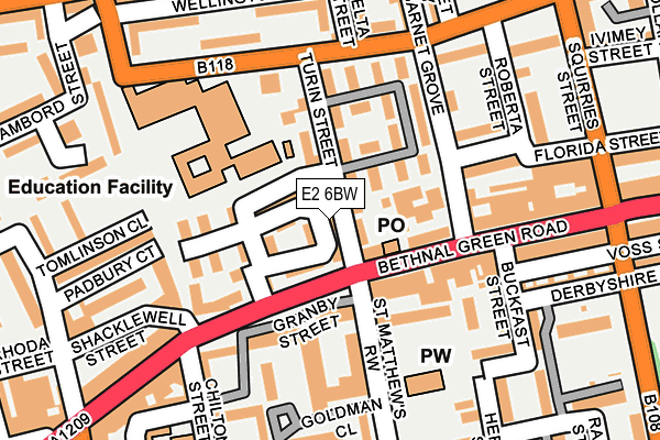 E2 6BW map - OS OpenMap – Local (Ordnance Survey)