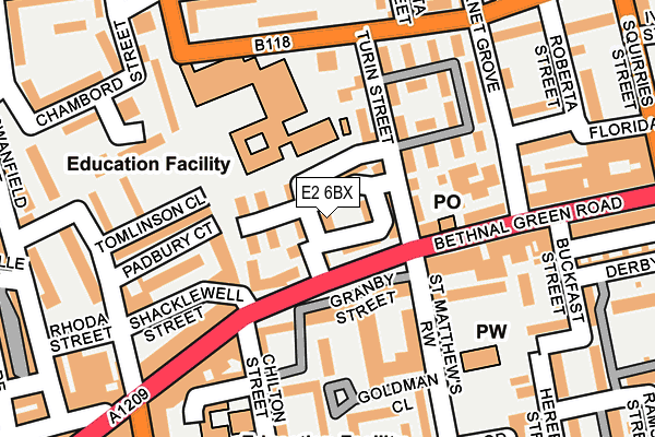 E2 6BX map - OS OpenMap – Local (Ordnance Survey)