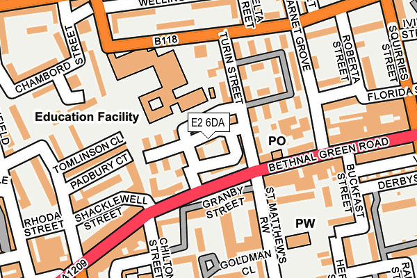 E2 6DA map - OS OpenMap – Local (Ordnance Survey)