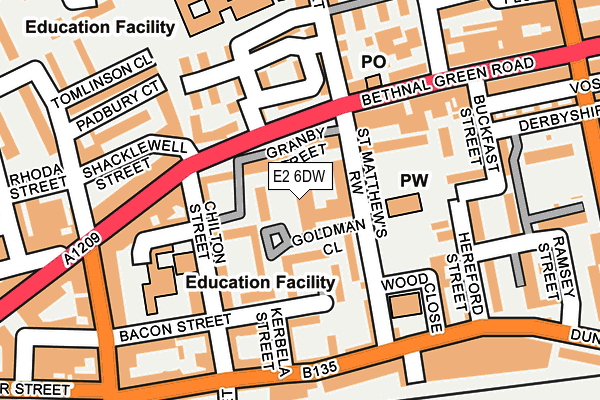 E2 6DW map - OS OpenMap – Local (Ordnance Survey)