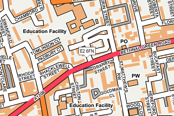 E2 6FN map - OS OpenMap – Local (Ordnance Survey)