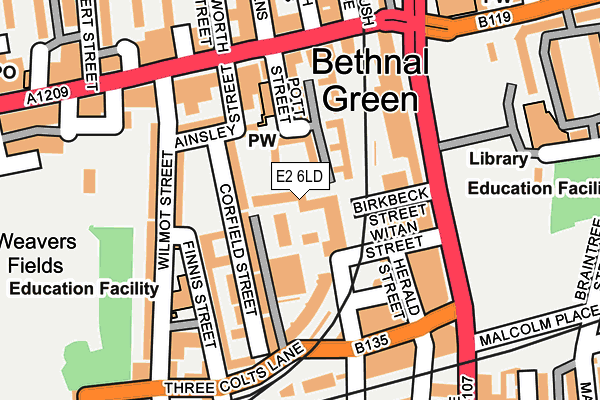 E2 6LD map - OS OpenMap – Local (Ordnance Survey)