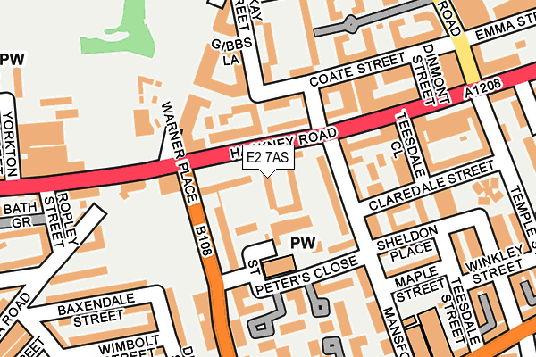 E2 7AS map - OS OpenMap – Local (Ordnance Survey)
