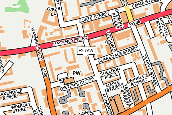 E2 7AW map - OS OpenMap – Local (Ordnance Survey)