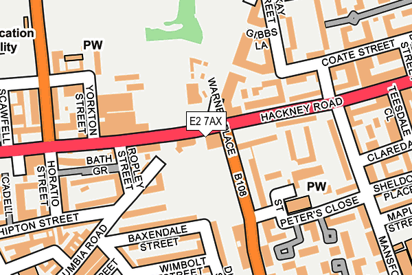 E2 7AX map - OS OpenMap – Local (Ordnance Survey)
