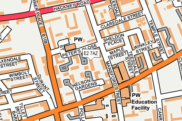 E2 7AZ map - OS OpenMap – Local (Ordnance Survey)