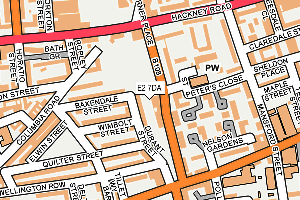 E2 7DA map - OS OpenMap – Local (Ordnance Survey)