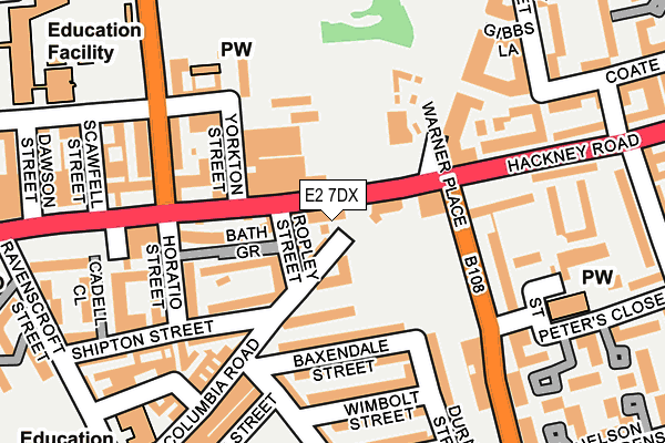 E2 7DX map - OS OpenMap – Local (Ordnance Survey)