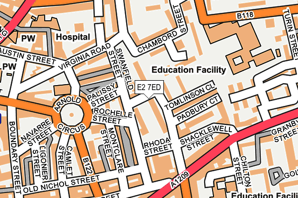 E2 7ED map - OS OpenMap – Local (Ordnance Survey)