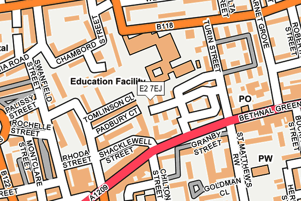 E2 7EJ map - OS OpenMap – Local (Ordnance Survey)