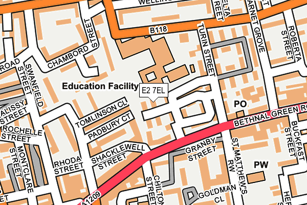 E2 7EL map - OS OpenMap – Local (Ordnance Survey)