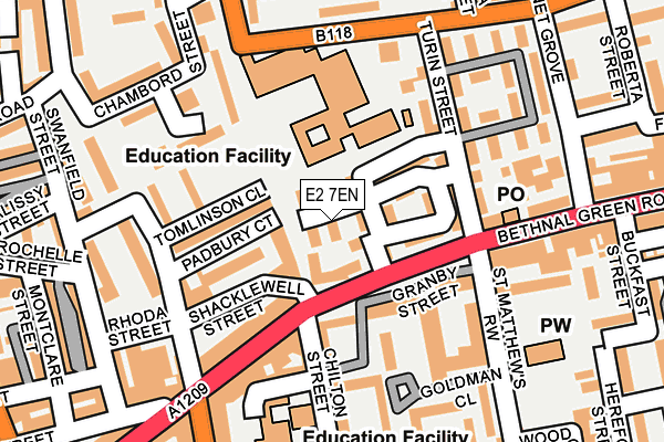 E2 7EN map - OS OpenMap – Local (Ordnance Survey)
