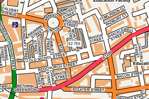 E2 7EX map - OS OpenMap – Local (Ordnance Survey)