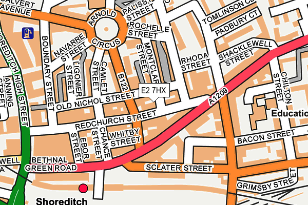 E2 7HX map - OS OpenMap – Local (Ordnance Survey)