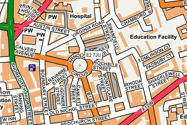E2 7JU map - OS OpenMap – Local (Ordnance Survey)