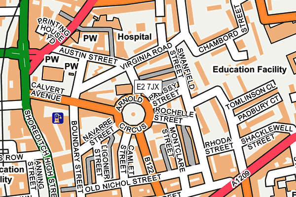 E2 7JX map - OS OpenMap – Local (Ordnance Survey)