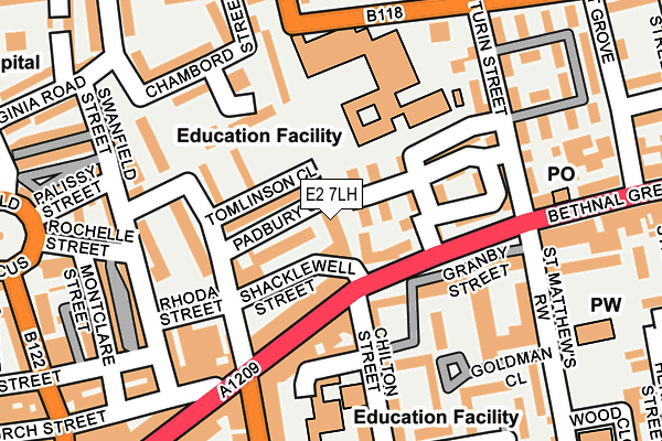 E2 7LH map - OS OpenMap – Local (Ordnance Survey)