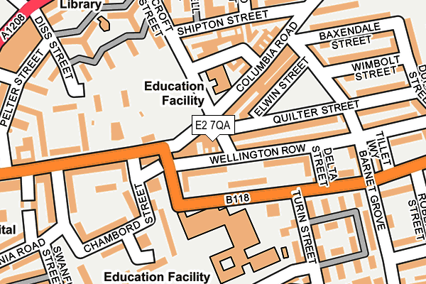 E2 7QA map - OS OpenMap – Local (Ordnance Survey)