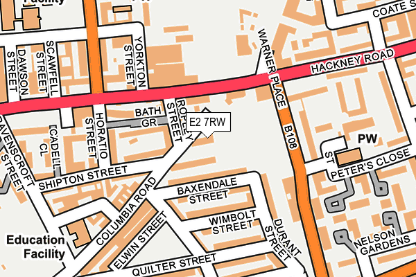 E2 7RW map - OS OpenMap – Local (Ordnance Survey)