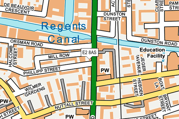 E2 8AS map - OS OpenMap – Local (Ordnance Survey)
