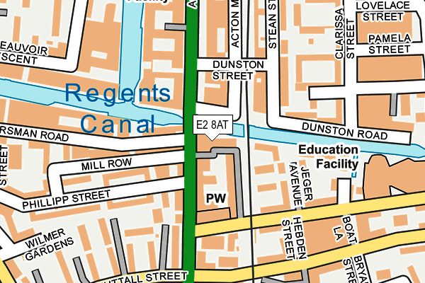 E2 8AT map - OS OpenMap – Local (Ordnance Survey)