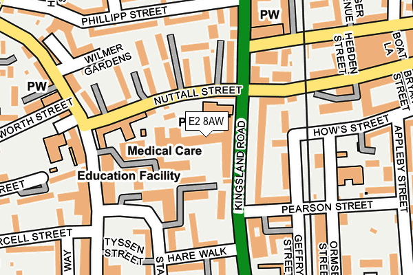E2 8AW map - OS OpenMap – Local (Ordnance Survey)