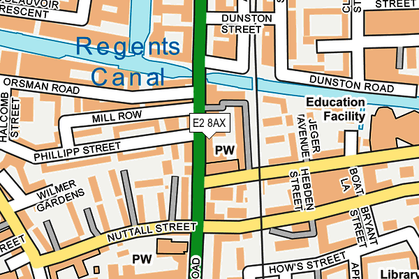 E2 8AX map - OS OpenMap – Local (Ordnance Survey)