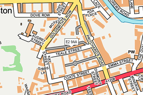 E2 9AA map - OS OpenMap – Local (Ordnance Survey)