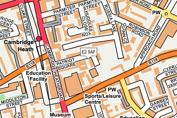 E2 9AF map - OS OpenMap – Local (Ordnance Survey)