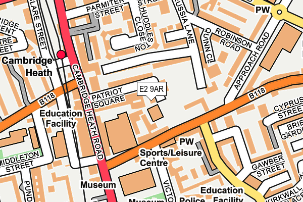 E2 9AR map - OS OpenMap – Local (Ordnance Survey)