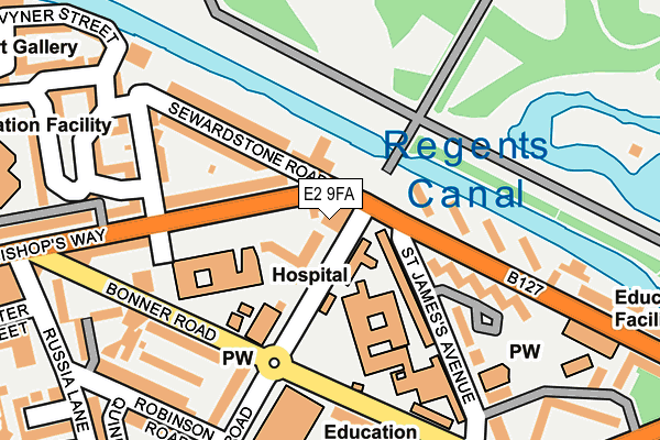 E2 9FA map - OS OpenMap – Local (Ordnance Survey)