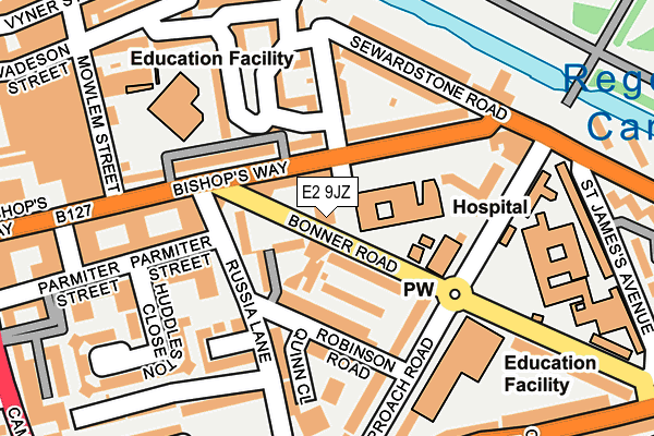 E2 9JZ map - OS OpenMap – Local (Ordnance Survey)