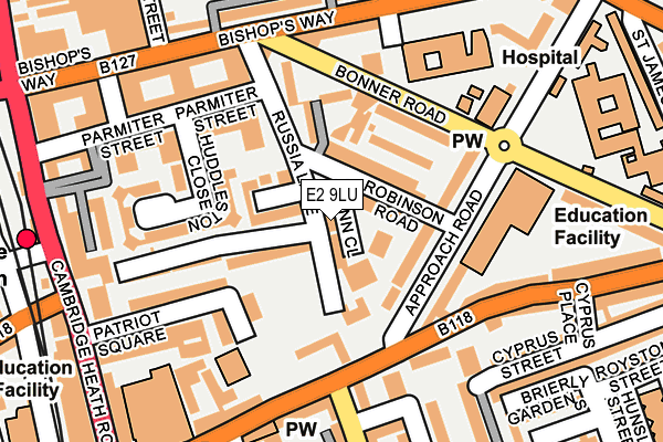 E2 9LU map - OS OpenMap – Local (Ordnance Survey)