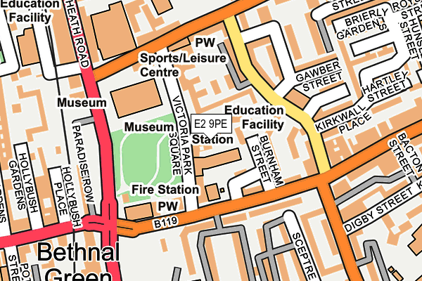 E2 9PE map - OS OpenMap – Local (Ordnance Survey)